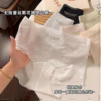 Women High Waist Lace Antibacterial Seamless Solid Plus Size Cotton Crotch Panties