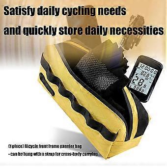 Zippers Closure Road Bike Top Tube Bag Waterproof Bicycles Front Frame Bag Cycling Frame Storage Pouches compatible with Cycling Dopamine black