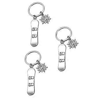 Creative Snowboard Keychain Pendants for Decor 3Pcs Silver Backpack Charms