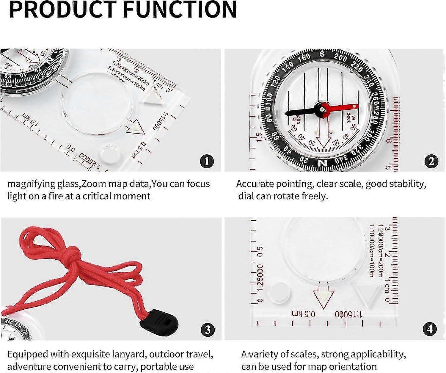Map Reading Compass with Ruler Magnifier