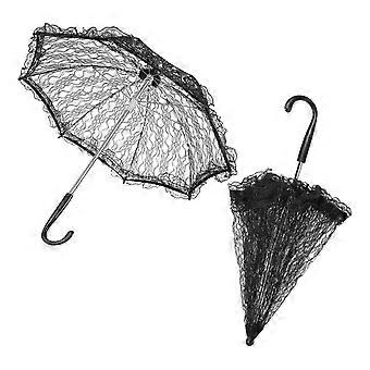 2 stuks kanten parasols: zwarte kanten paraplu - vintage geborduurde paraplu voor bruiloften, dansfeesten, Halloween, Kerstmis, cosplay (PSD)
