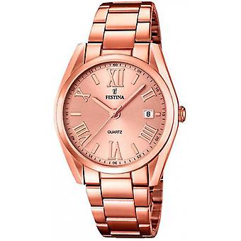 Festina boyfriend watch for Women Analog Quartz with stainless steel bracelet plated in gold F16793/2