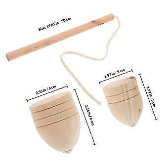 Handcrafted Wooden Spinning Top for Party 1Set Vintage Toy