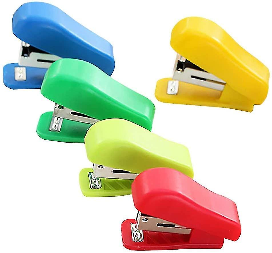 Stapler Random Color Student Use Mini Stapleless Plastic Office Stationery Cute