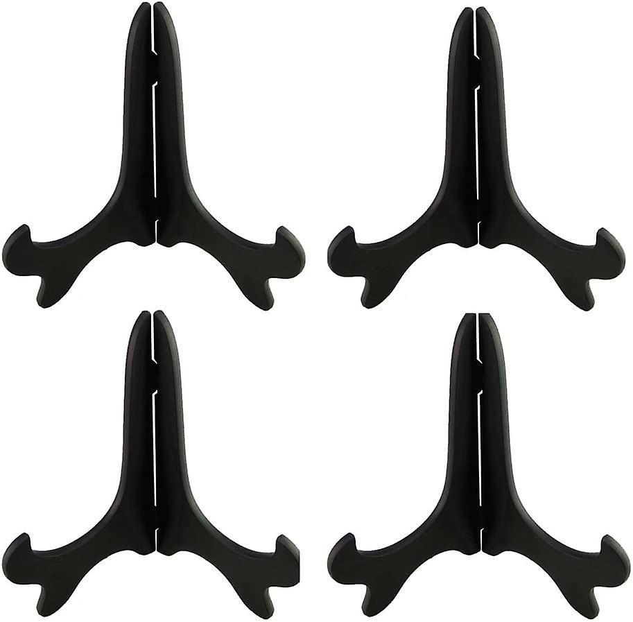 Black 6" Wood-Like Plastic Easels Plate Display Stands Picture Frame Stand Holder-Set of 4