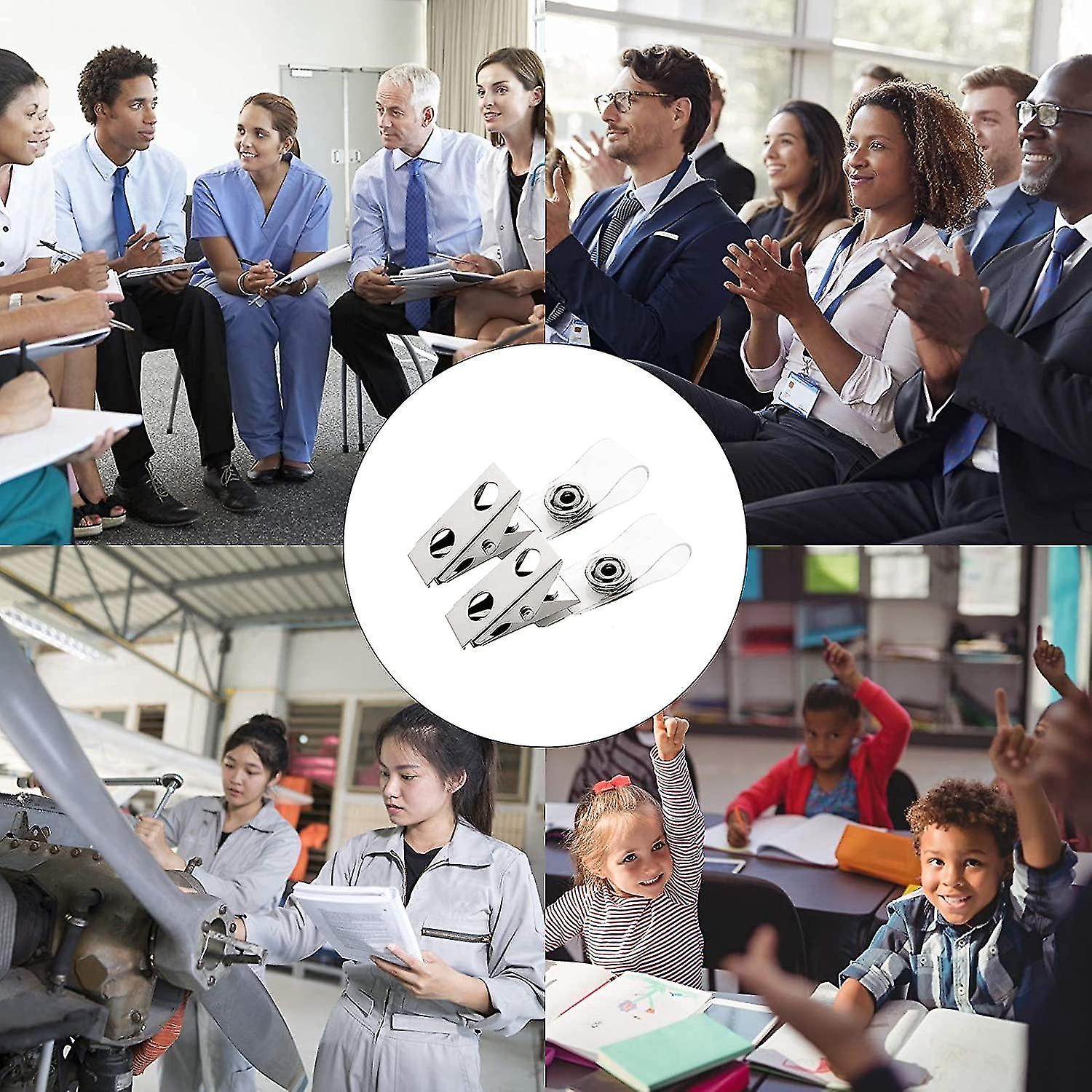 20 Pieces Metal Badge Clips,metal Badge Clips With Clear Pvc Straps For ...