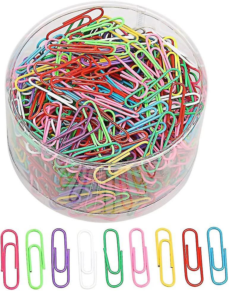 480pcs Paper Clips,file Clips, Plastic Coated Paper Clips With Storage Box For Papers, School, Office Supplies