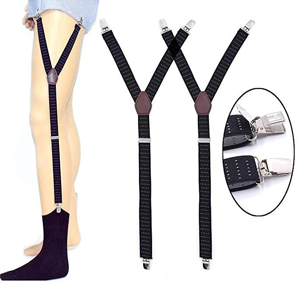 Men Shirt Stays Garters Y Shape with Non-slip Locking Clamps Suspenders Elastic Straps
