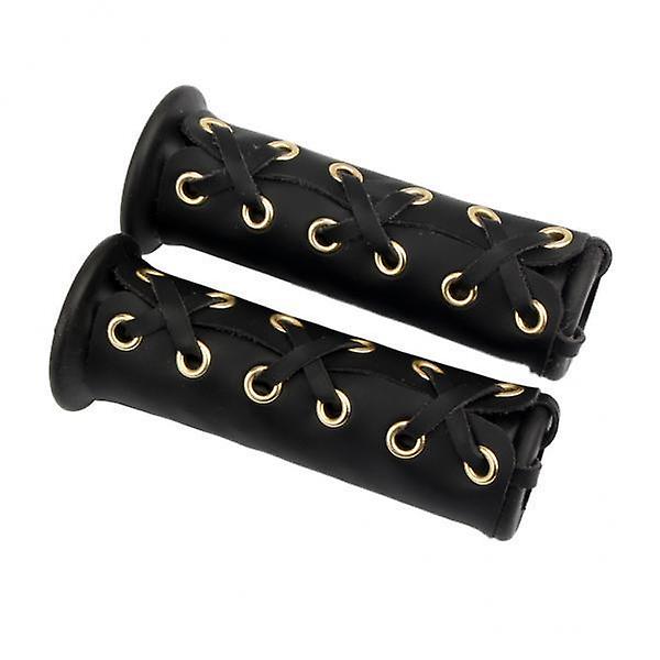 2xArtificial Leather Motorcycle Grip Covers Vibration Dampening Black