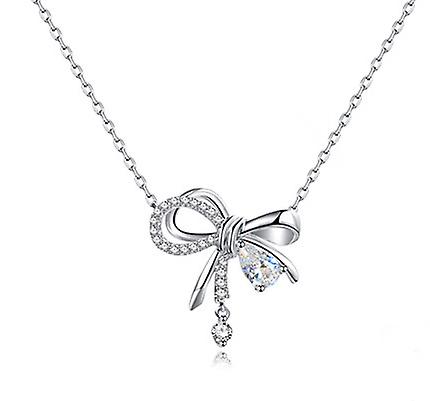 Silver Necklace Female Bow