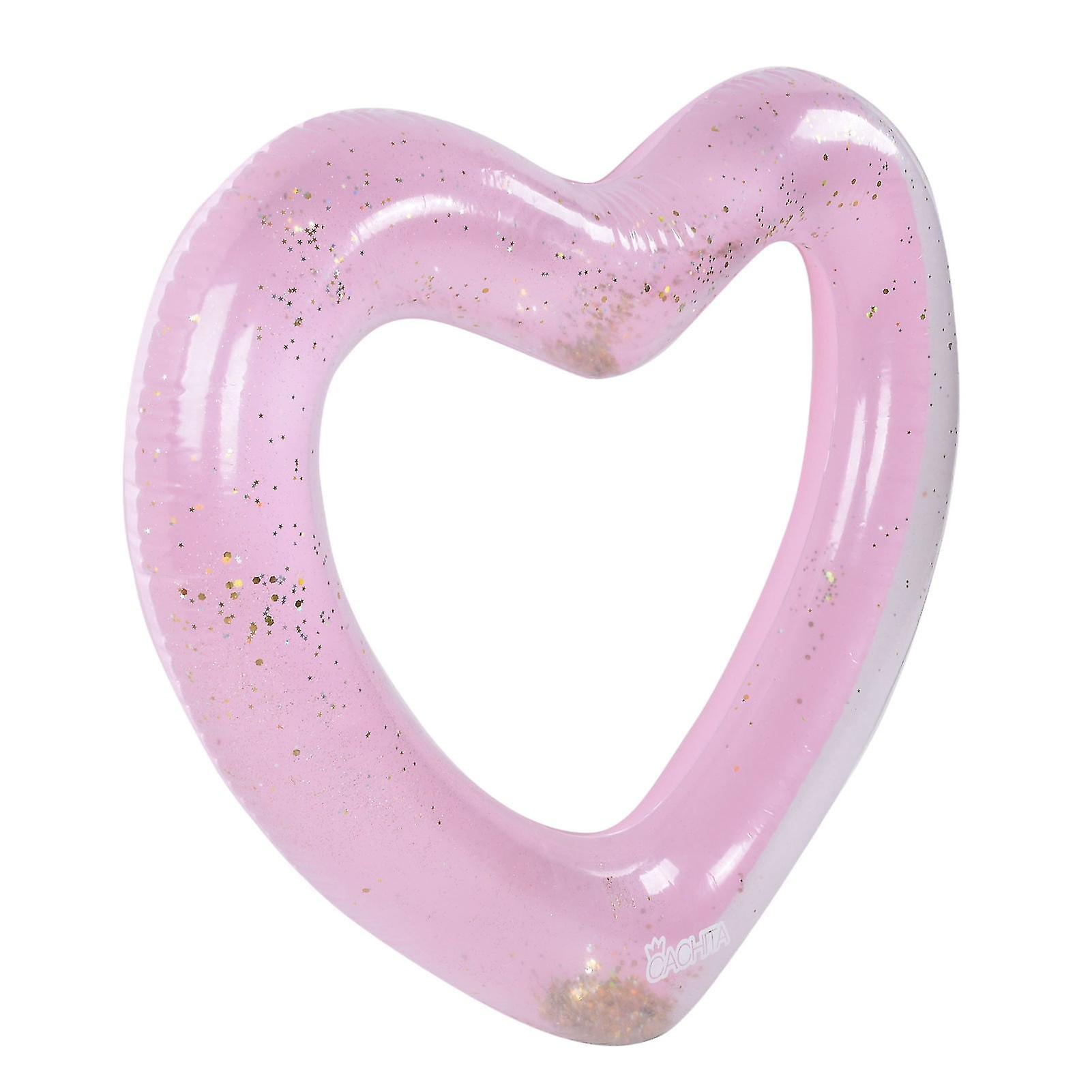 Glitter Swimming Pool Float Inflatable Heart Pool Float Heart Swimming Ring for Sandbeach Party