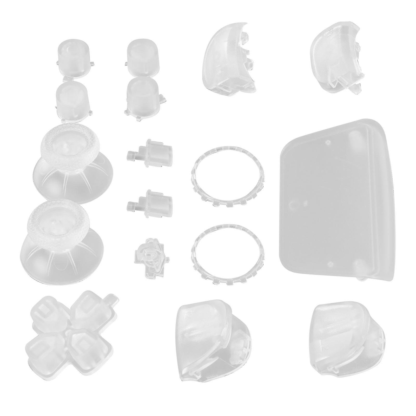 Replacement Buttons L2 R2 Full Buttons Set Replacement Button Repair Kit for PS5 ControllerTransparent White