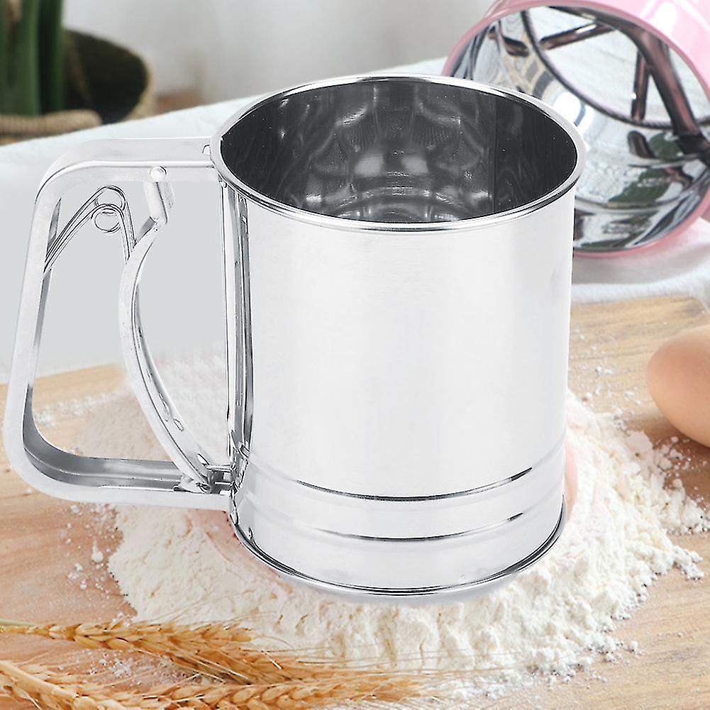 Stainless Steel Double Layer Manual Flour Sifter 10cm x 13cm