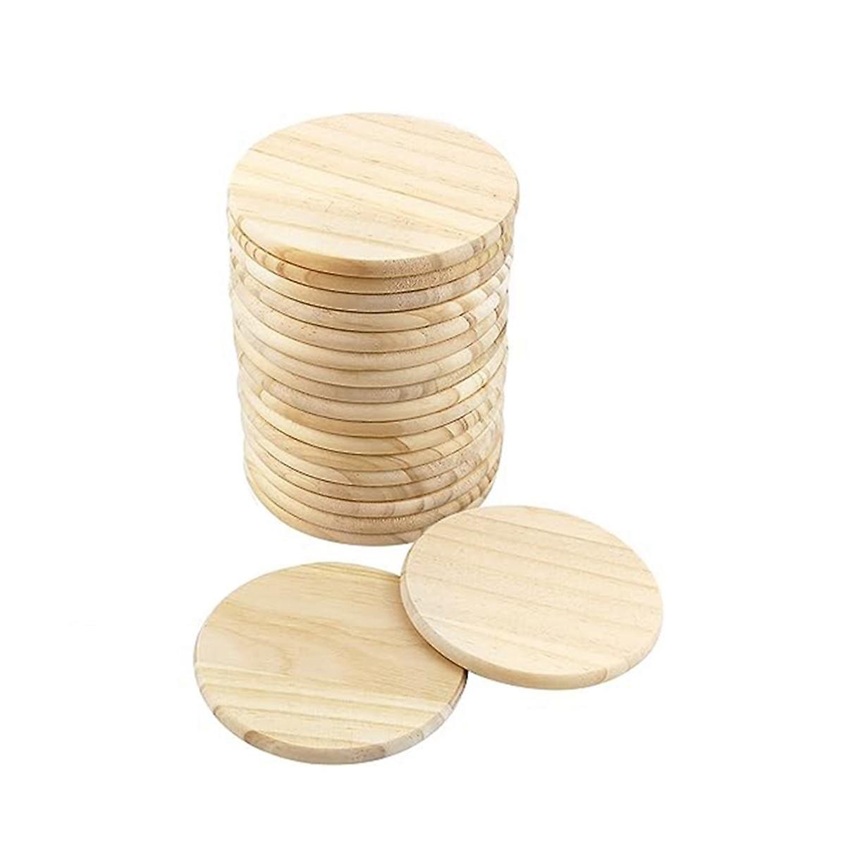 40Pcs Solid Wood Veneer Handmade Veneer Painting Wood Plank Material Handmade Coasters for DIY Painted Wood Carving