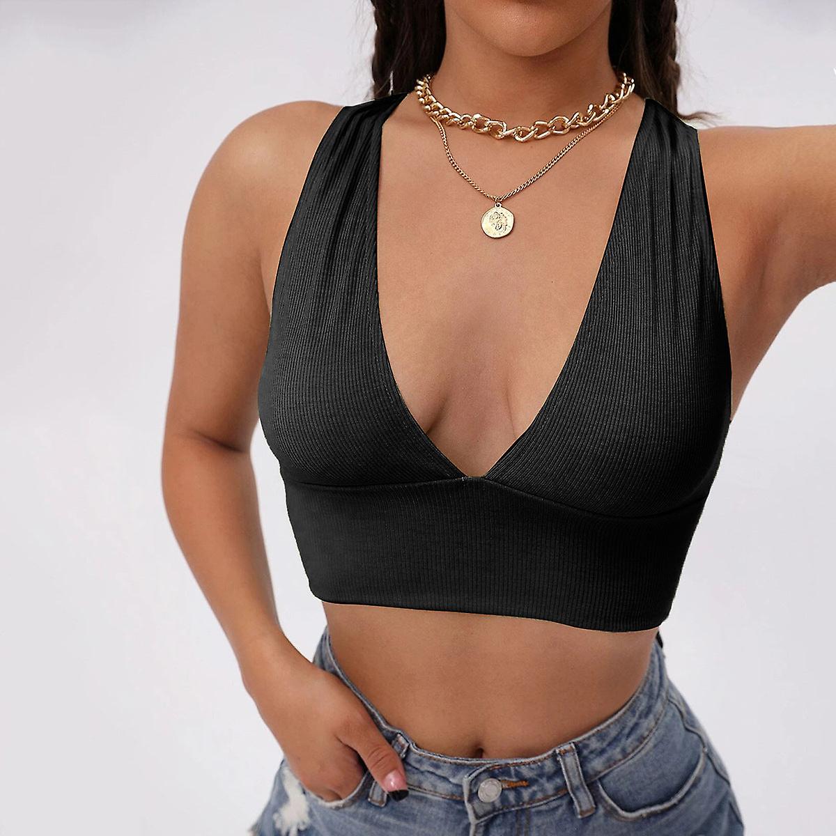 Solid Color And V-neck Top Sling All-match Vest