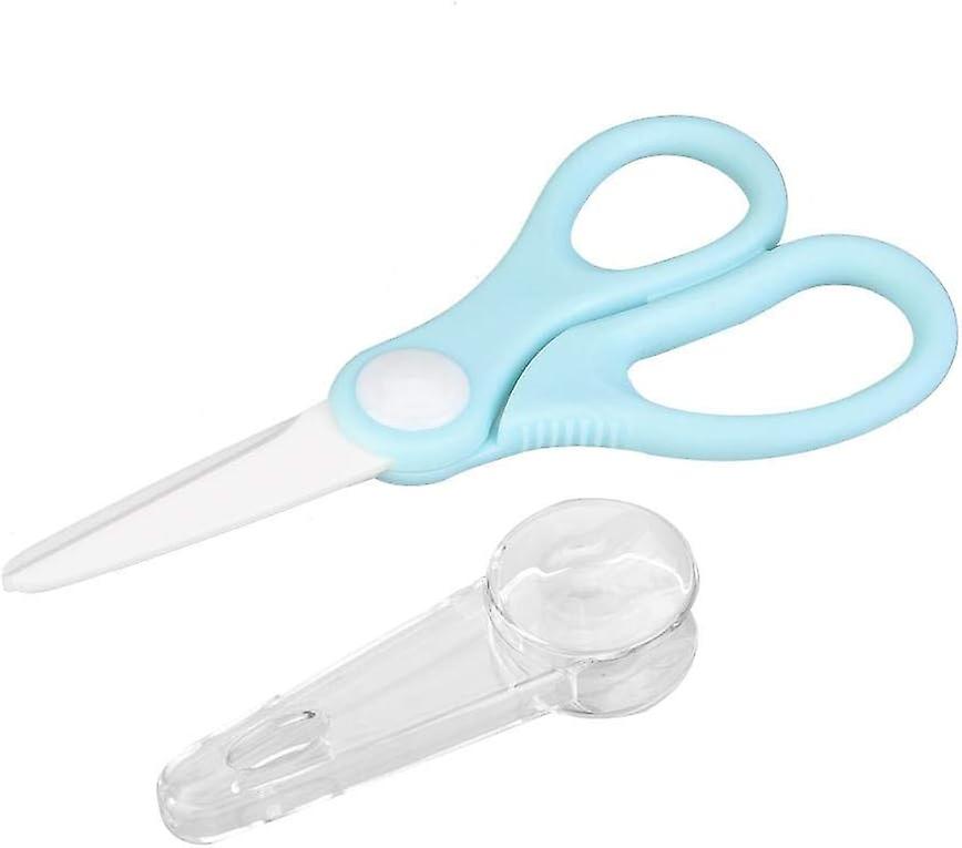 Multi-Purpose Ceramic Kitchen Scissors Baby Food Scissors Kitchen Utensils Pizza Scissors (Blue)
