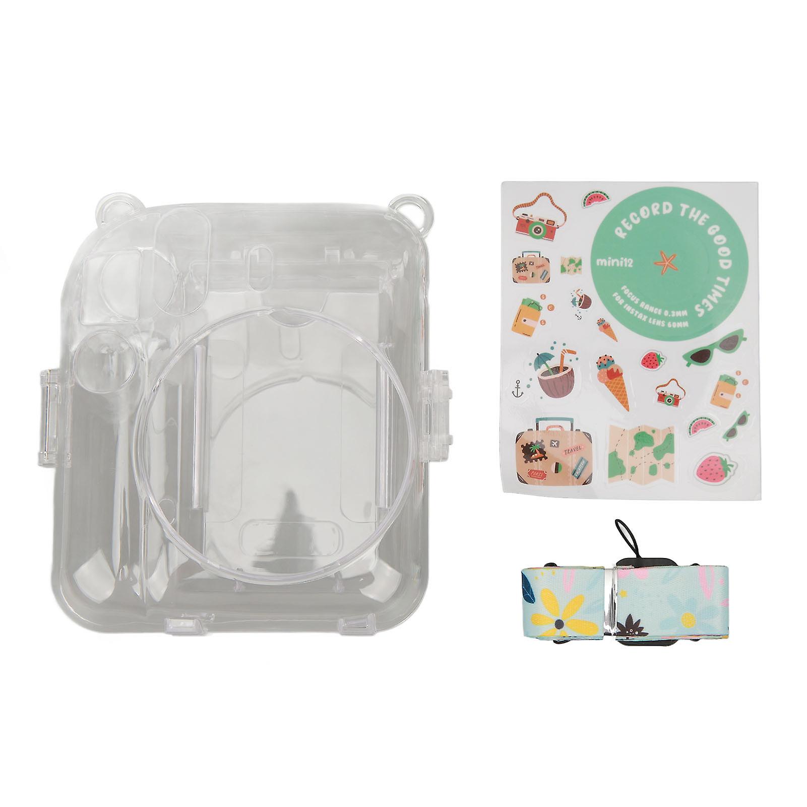 Instant Camera Case Kit Shoulder Strap Sticker Camera Case Durable Camera Protective Clear Case for Instax Mini 12