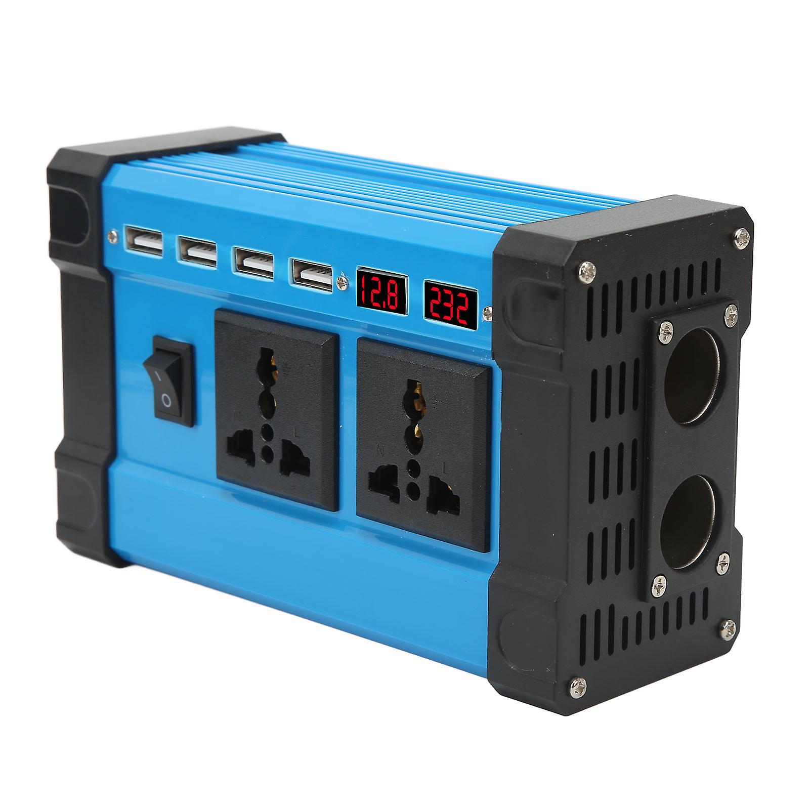 500W Modified Sine Wave Inverter Solar Inverter with Smart Dual LCD Display Screen 4 USB 4.2A Fast Charging Ports 12V to 220V