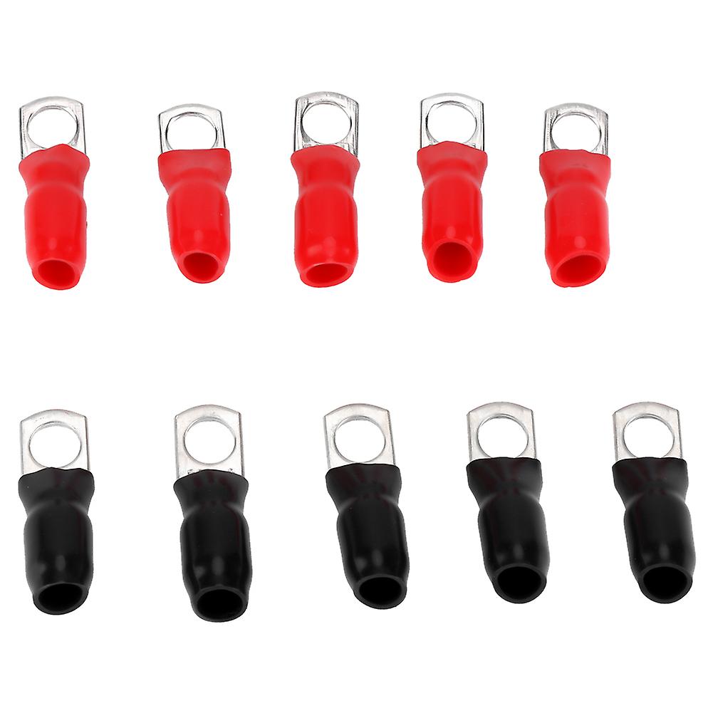 10 Pcs Small Size Red Black #8 Car Vehicle Copper Splice Terminal Wire Connectors