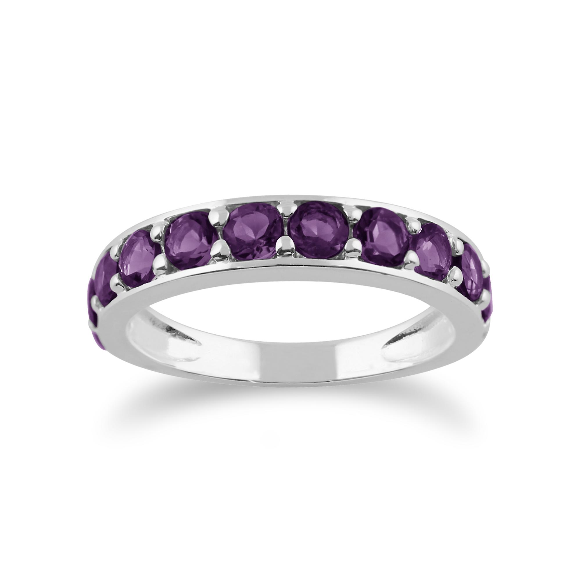 Classico Rotondo Ametismo Half Eternity Ring in 925 Sterling Argento 212R010603925