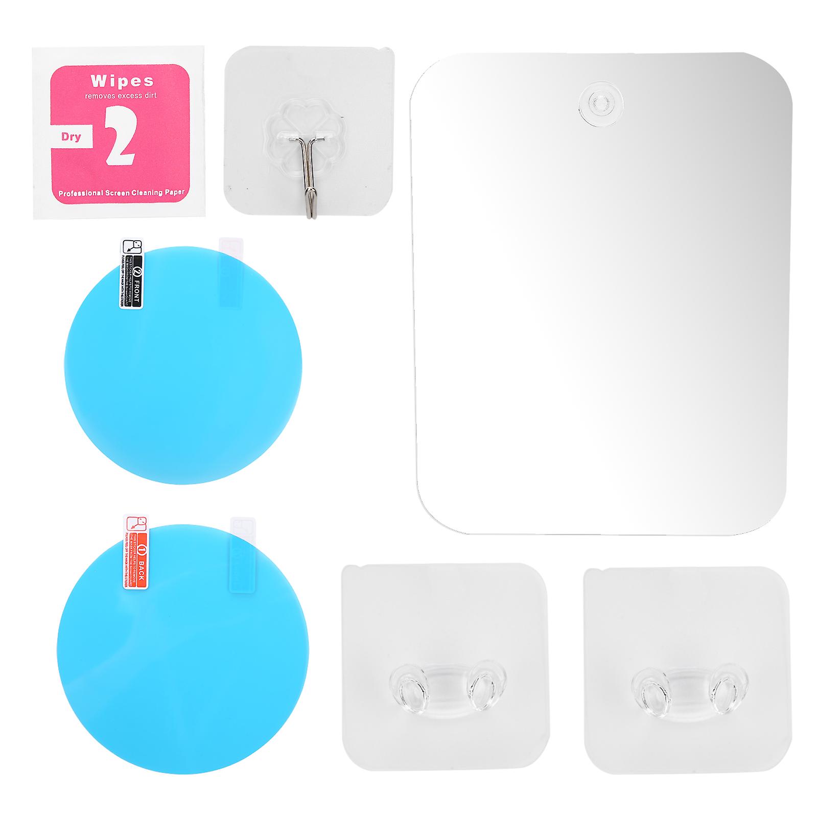Anti-fog shower mirror, wall mounted shaving mirror for bathroom with suction cup hook
