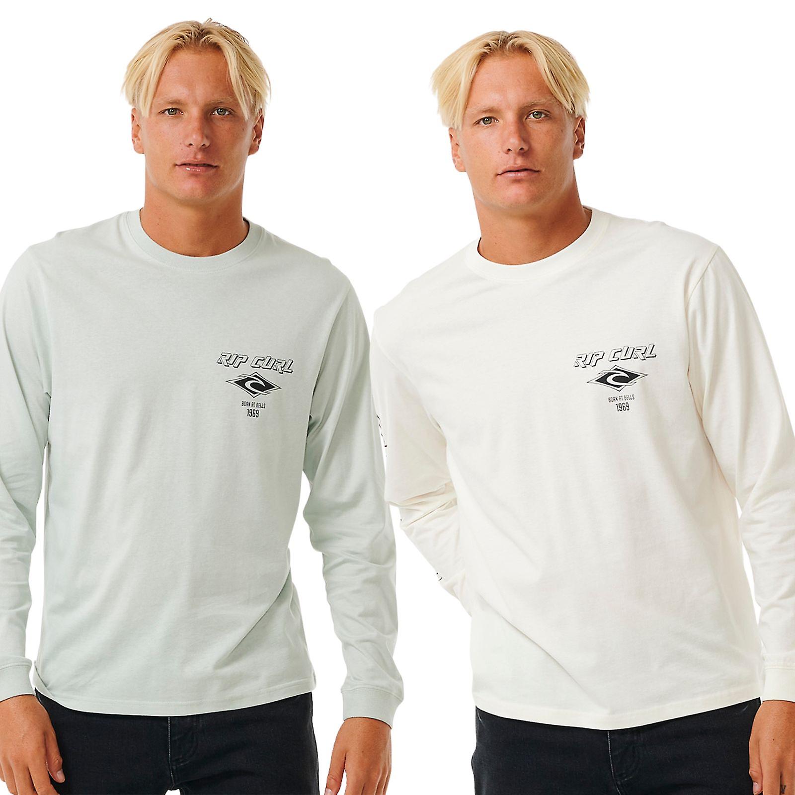 Rip Curl Mens Fade Out Icon Long Sleeve Crew Neck T-Shirt Top Tee
