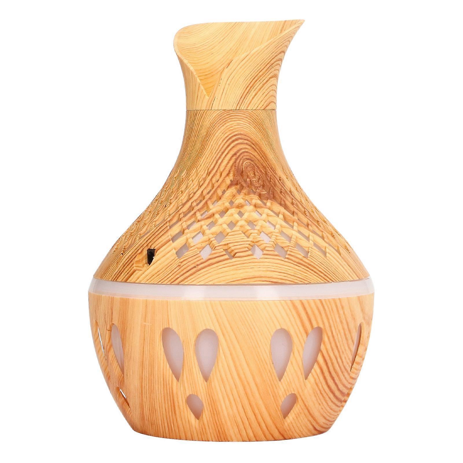 Aromatherapy Humidifier 300ml Wood Grain Design USB Powered Desktop Humidifier with LED Color Light for Home