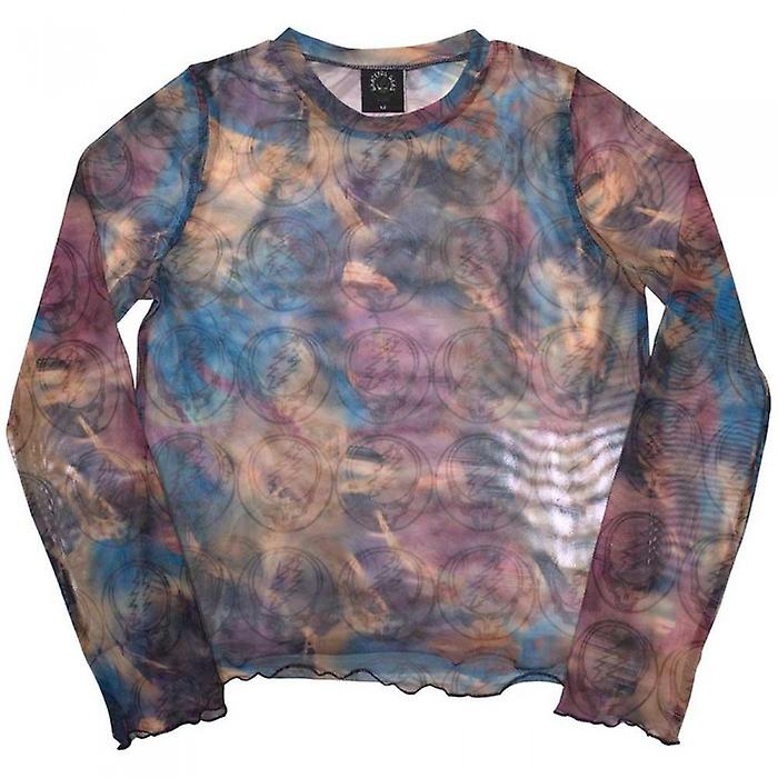 Grateful Dead Womens/Ladies Stealy All-Over Print Mesh Long-Sleeved Crop Top