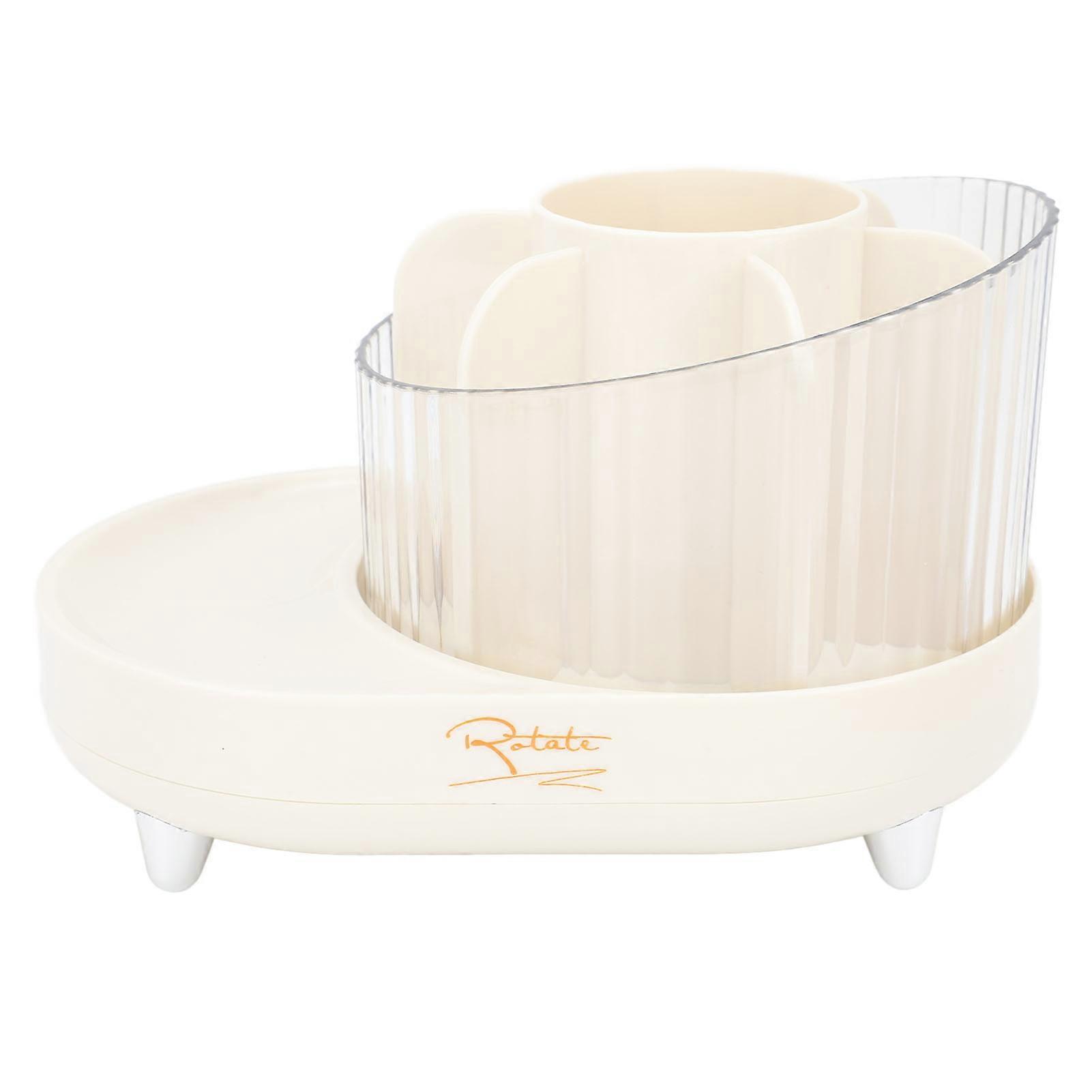 Makeup Storage Box Plastic Rotating Compartmentalized Makeup Brush Barrel Space Saving Cosmetic Organizer for Dressing Table