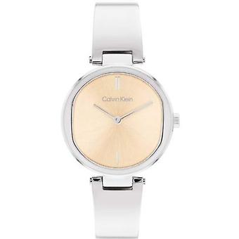 Ck erhöhte analoge Damen-Quarzuhr mit Edelstahlarmband 25200311