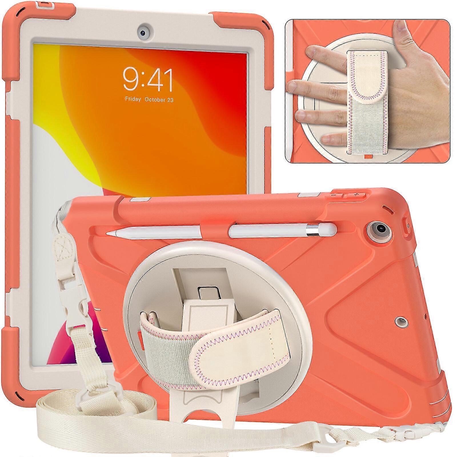  Case For Ipad 10.2 Inch With Shoulder Strap, Rotating Stand, Pen Holder