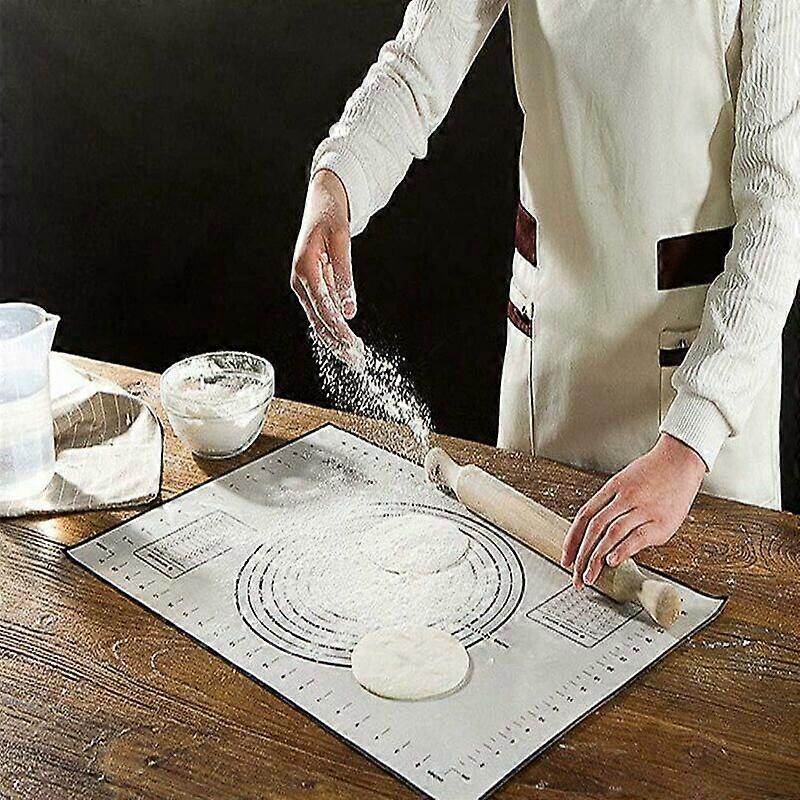 Pastry Mat, Large Size Silicone Baking Mat, Cake Fondant Mat, Reusable Non-Stick Non-Slip BPA Free Dough Measure Baking Mat - 60x40cm (Black)