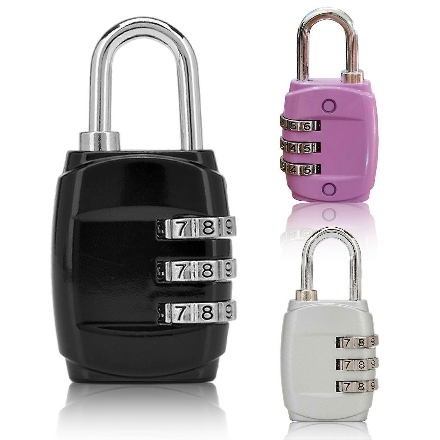 Sticker -3pcs luggage lock - black+silver white+purple