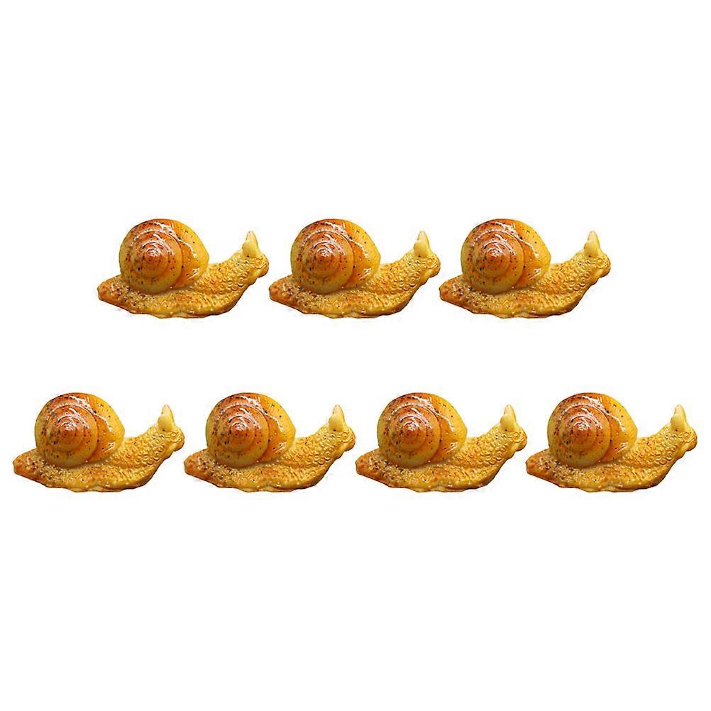 7Pcs Mini Snail Figurines Miniature Snail Ornaments Tiny Resin Snails Decors Bonsai Fake Snail Decors