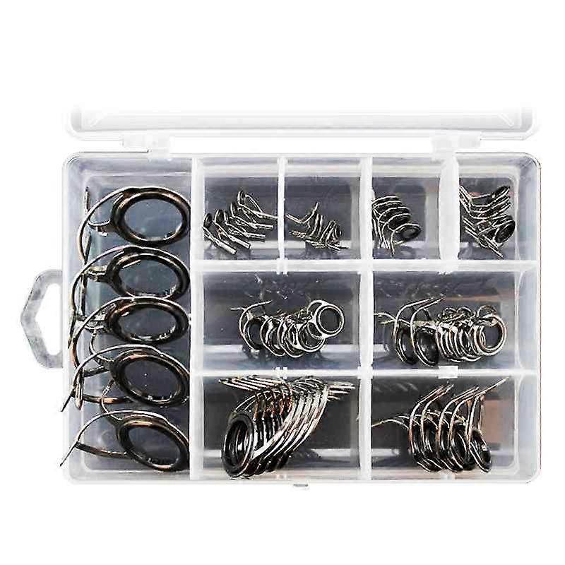 40 Pcs/Set Fishing Rod Guides Tip 8 Sizes Pole Repair Kit Line Rings Eyes Set Rings Stainless Steel