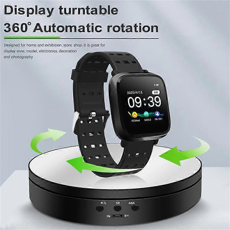 3 Speeds Electric Rotating Display Stand Mirror Turntable Jewelry Holder Battery Display Photograph