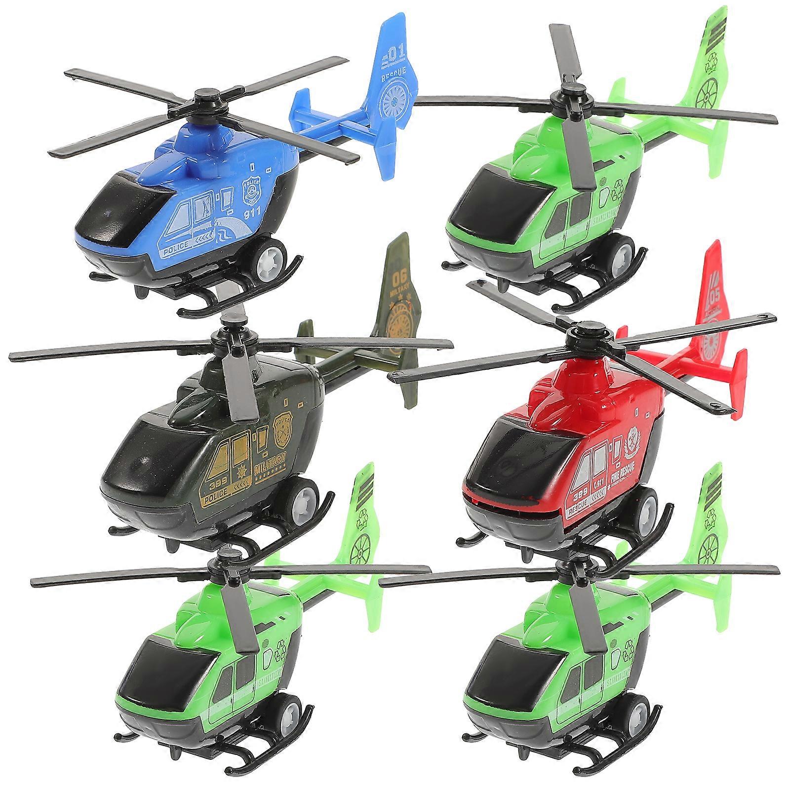 6pcs Simulation Mini Pullback Helicopter Toy Decoration Pull Back Aircraft Models Airplane Models Planes Toys Plastic Inertia Toy for Children Kids Pl