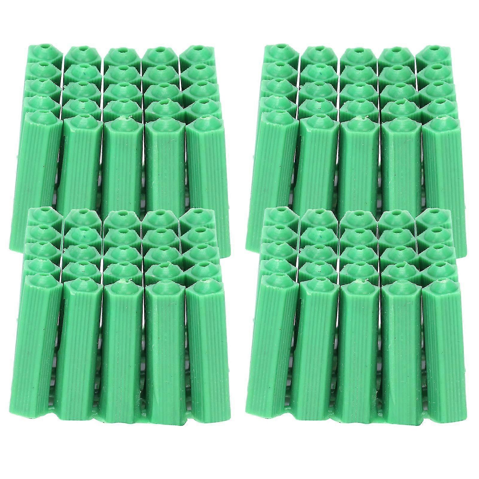 M6 Expansion Pipe Wall Plug 100 Pcs Plastic Fixing Tube Accessory Green
