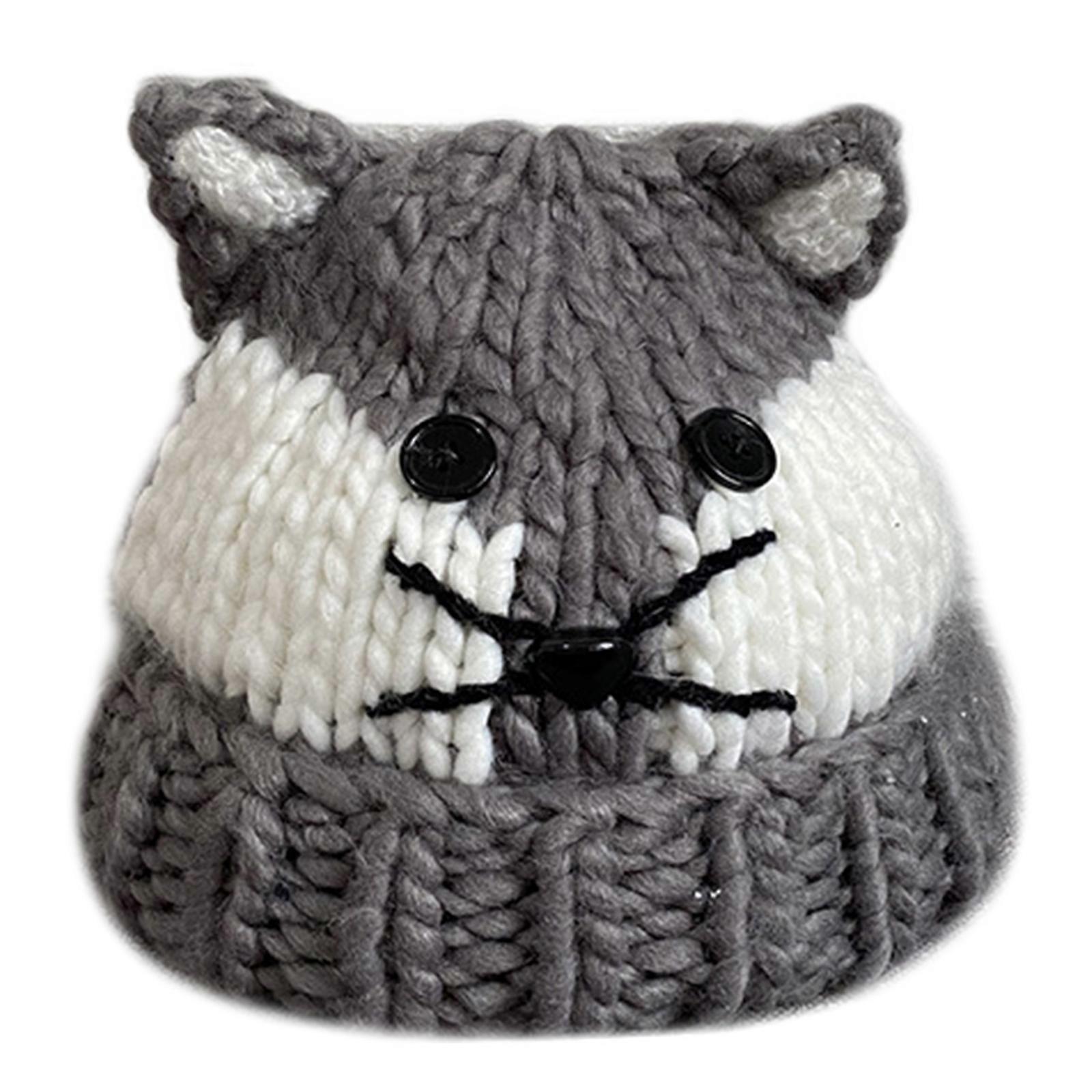 Şeytan Boynuzu Şapka Kedi Kulak Beanie Fare Şapka Tığ İşi Örme Şapka Skullies Beanie
