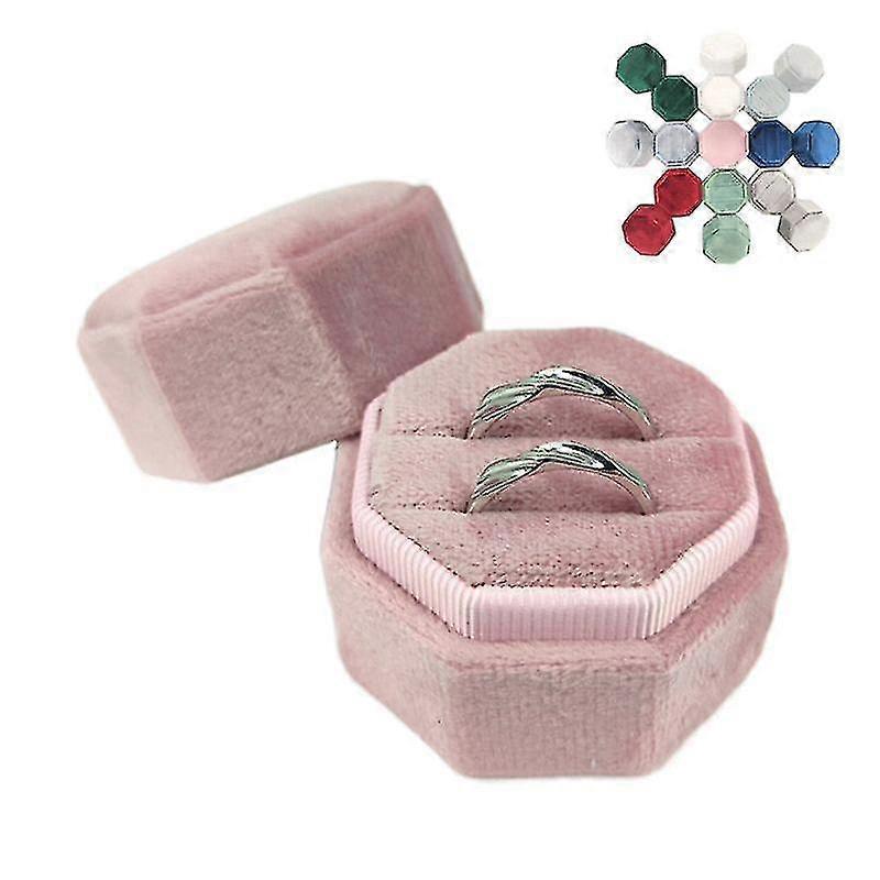 Antique Octagon Velvet Ring Box Double Ring Display Holder With Detachable Lid Ring Box