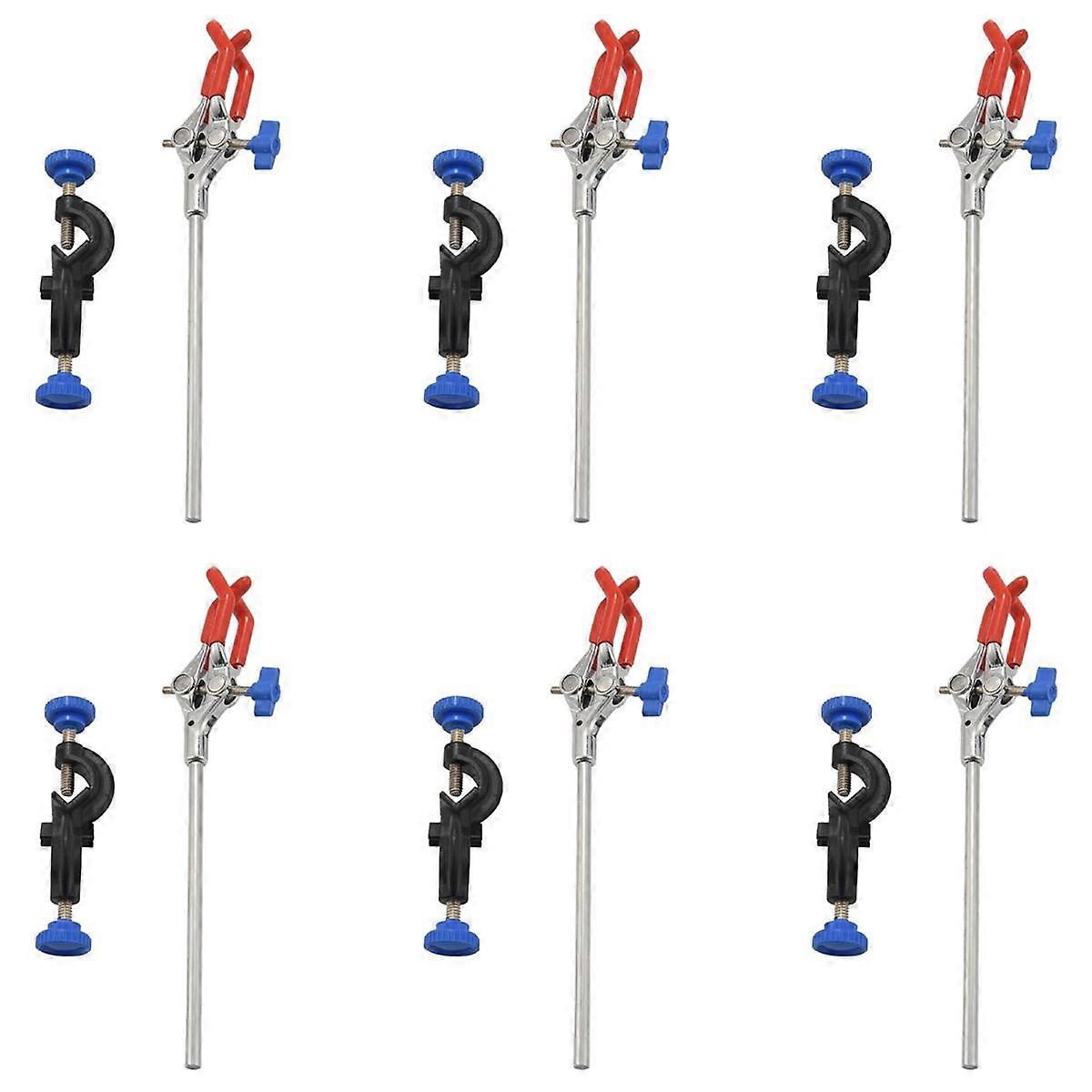 6X Lab Clamp 3 Finger Style Testa Rivestita In Gomma Una Clip Nera Da Laboratorio