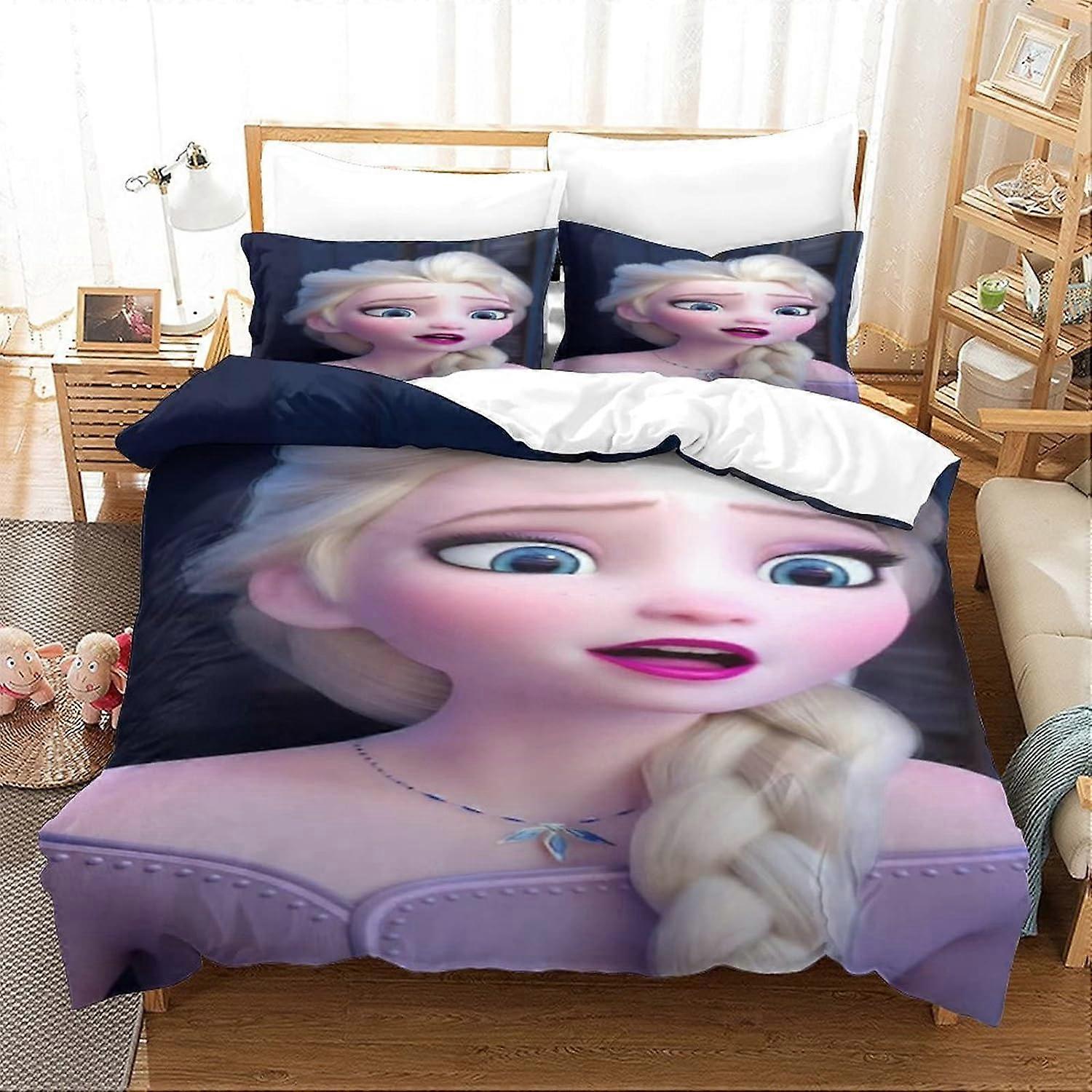 Frozen Duvet Cover Sets Bedding Set with Zipper Closure for Kids Teens Pieces Skin-friendly Quilt Cover DE 135*200 CM