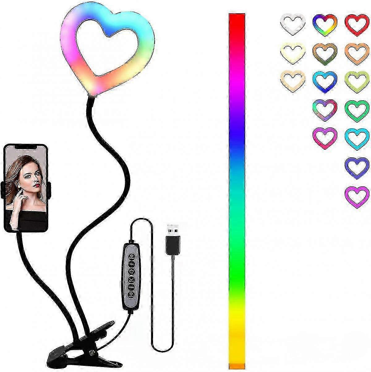 Recarregável Gooseneck Rgb Heart Shaped Fill Light 6 polegadas