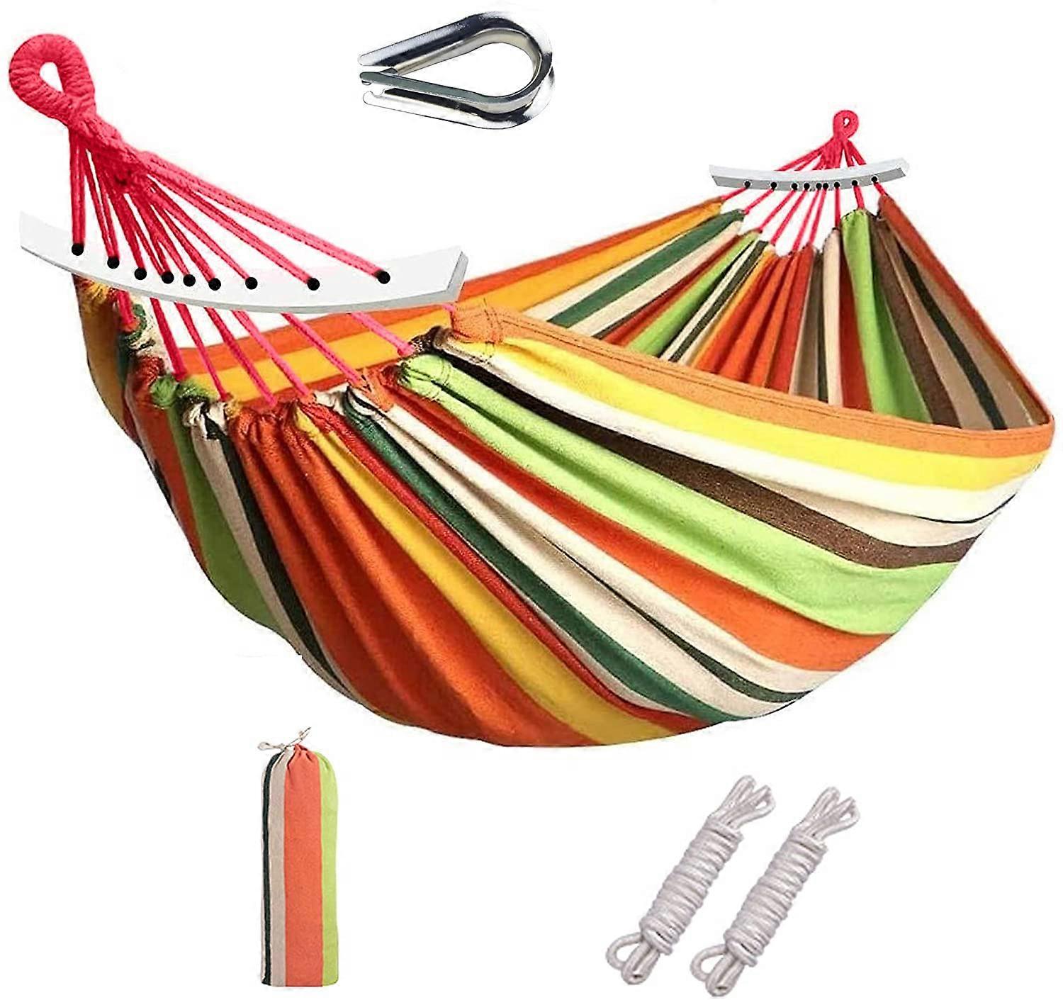 2024  Portable  Hammock Colorful Stripe Camping Hammocks with Spreader Bar Carry Bag (1M)