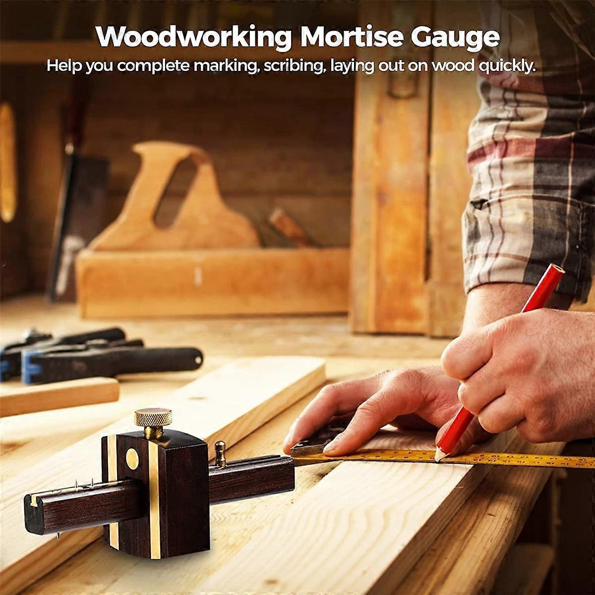 8-Inch Wood Marking Scraper Tool - Ebony Wood & Brass Slide For Mortise & Joinery Layout