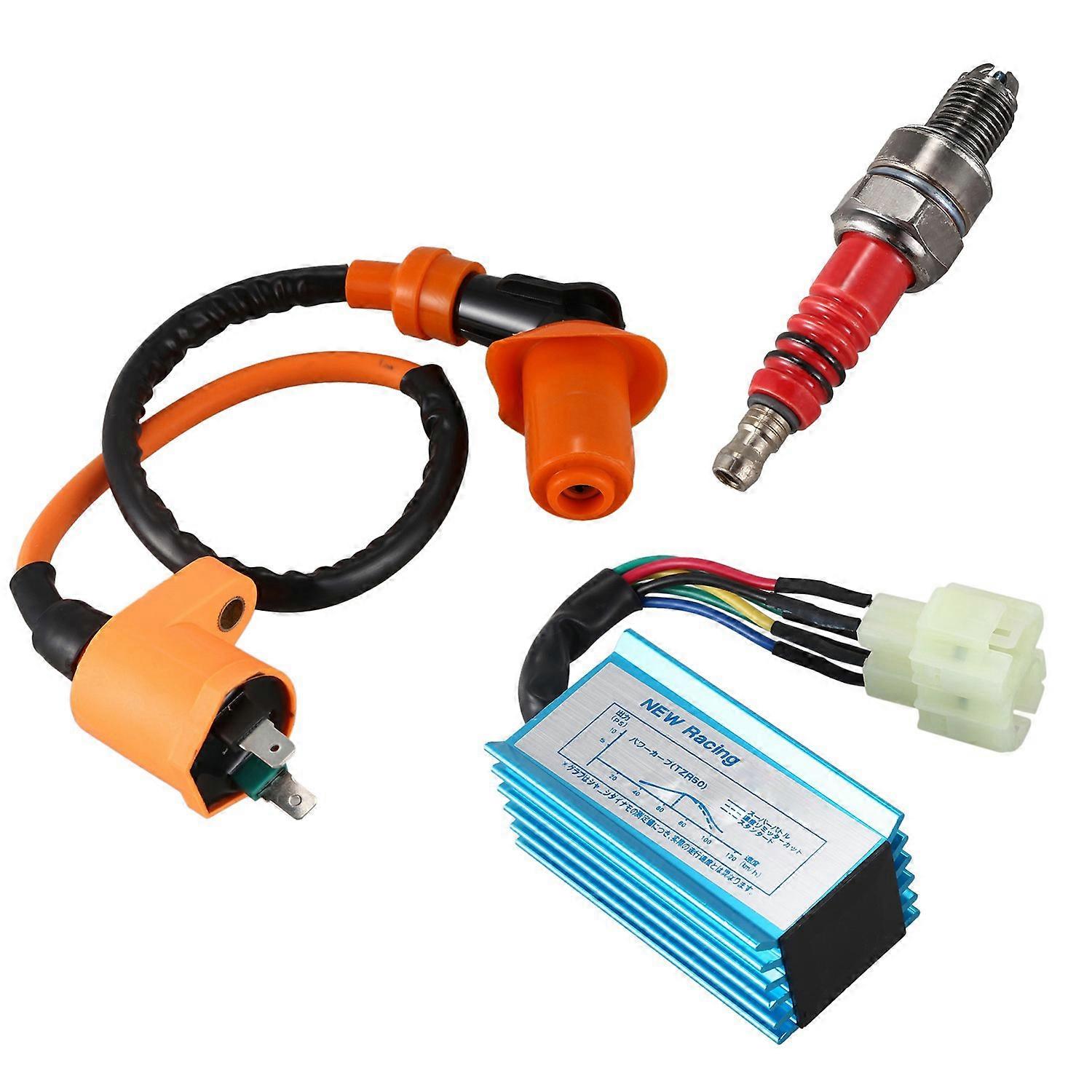 Racing Ignition Coil+ Plug+ Box For GY6 50cc-150cc 4-Stroke Engines ATV