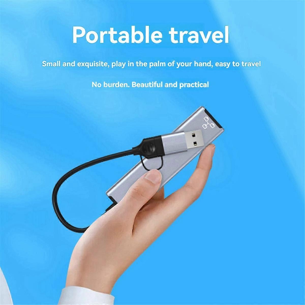 USB C/USB A to Ethernet Adapter 1000Mbps RJ45 Network Card Plug-and-Play for Phone/Laptop