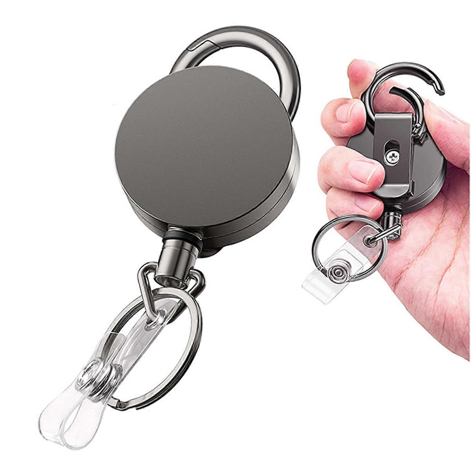 Retractable Key Chain Ring with Screw Fastened Back Clip for Office Work School Class