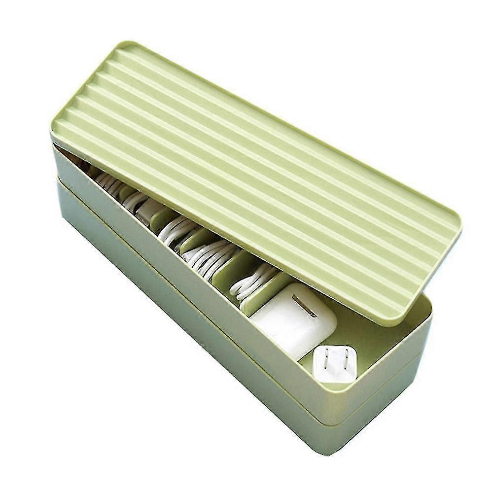 Double Layer Data Cable Storage Box Dust-proof Power Cord(green)