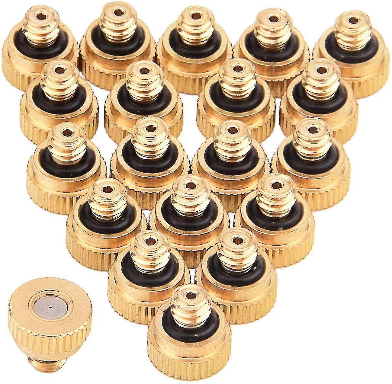 20 Pack Brass Misting Nozzles For Outdoor Cooling System And Greenhouse Landscaping Dust Control, 0.012 Inch Orifice (0.3 Mm) 10/